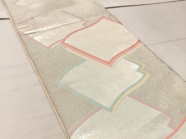 平和屋着物◎六通柄袋帯　唐織　色紙重ね　銀糸　正絹　逸品　BAAW1334mz