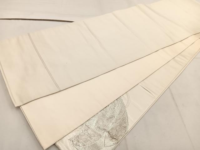 平和屋着物◎太鼓柄袋帯　総刺繍　駒刺繍　地紙流水文　銀糸　正絹　逸品　BAAW1372mz
