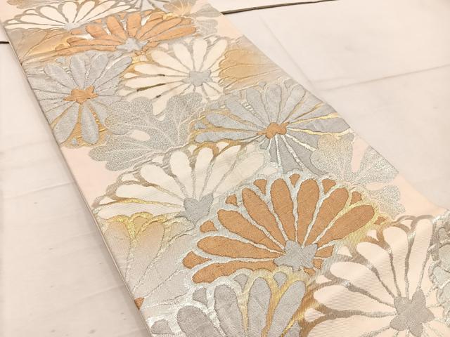 平和屋着物◎六通柄　京袋帯　菊　金銀糸　正絹　逸品　BAAW1390mz