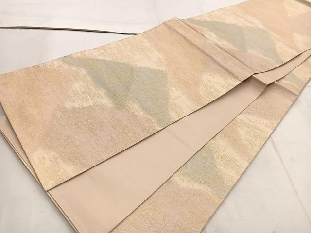 平和屋着物◎全通柄袋帯　砂子綴れ　遠山文　金糸　正絹　逸品　BAAW1392mz