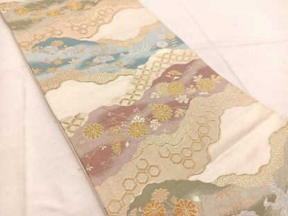 平和屋着物◎六通柄袋帯　鳳凰花文　金銀糸　正絹　逸品　BAAW1398mz