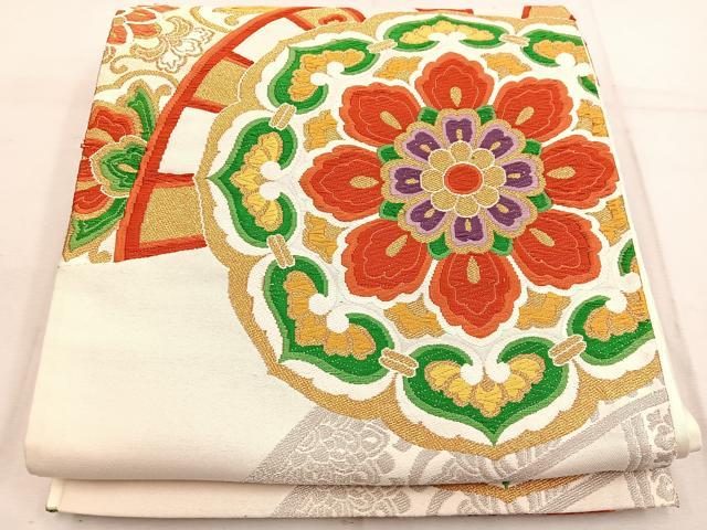 平和屋着物◎六通柄袋帯　唐織　宝相華　金銀糸　正絹　逸品　BAAW1412mz