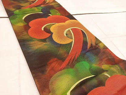 平和屋着物◎六通柄袋帯　手織　幻想　金糸　引箔　正絹　逸品　BAAW1415mz