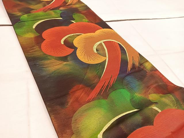 平和屋着物◎六通柄袋帯　手織　幻想　金糸　引箔　正絹　逸品　BAAW1415mz