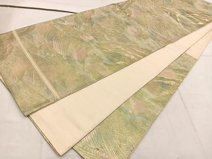 平和屋着物◎西陣　六通柄　京袋帯　立波文　金糸　引箔　正絹　逸品　BAAW1417mz