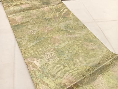 平和屋着物◎西陣　六通柄　京袋帯　立波文　金糸　引箔　正絹　逸品　BAAW1417mz