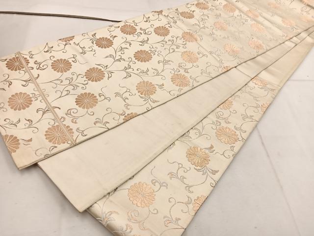 平和屋着物◎六通柄袋帯　菊唐草文　金糸　正絹　逸品　BAAW1418mz