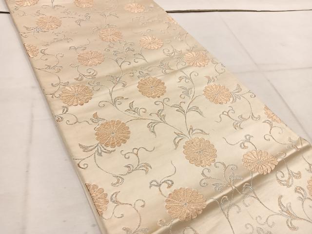 平和屋着物◎六通柄袋帯　菊唐草文　金糸　正絹　逸品　BAAW1418mz