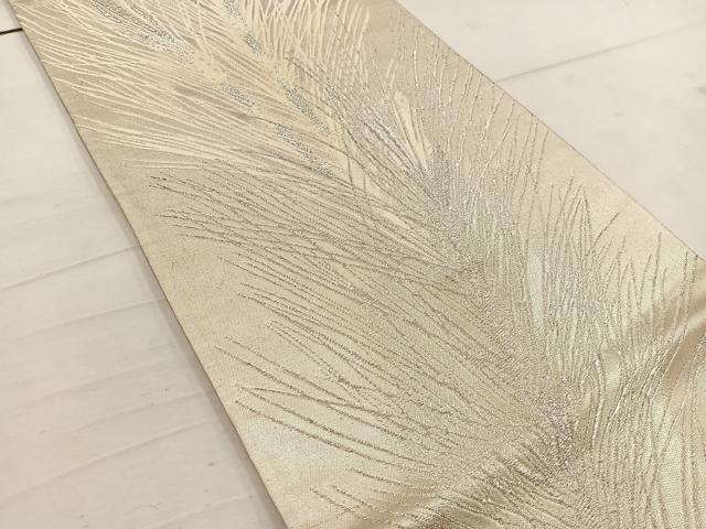 平和屋着物◎六通柄袋帯　枝葉文　銀糸　正絹　逸品　BAAW1419mz