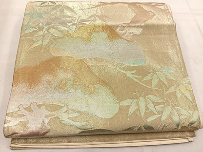 平和屋着物◎六通柄袋帯　笠松文　金糸　正絹　逸品　BAAW1420mz