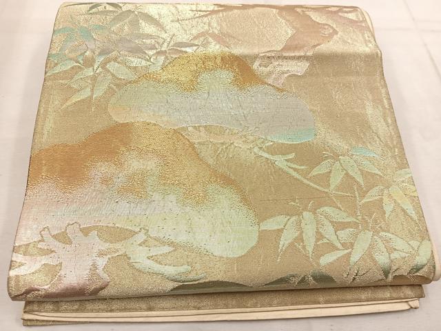 平和屋着物◎六通柄袋帯　笠松文　金糸　正絹　逸品　BAAW1420mz