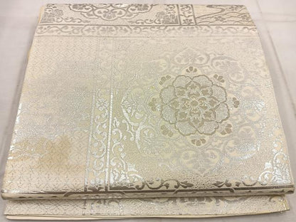 平和屋着物◎六通柄　本袋帯　正倉院花文　銀糸　正絹　逸品　BAAW1423mz