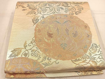 平和屋着物◎六通柄袋帯　鳳凰雪輪花文　金糸　正絹　逸品　BAAW1425mz