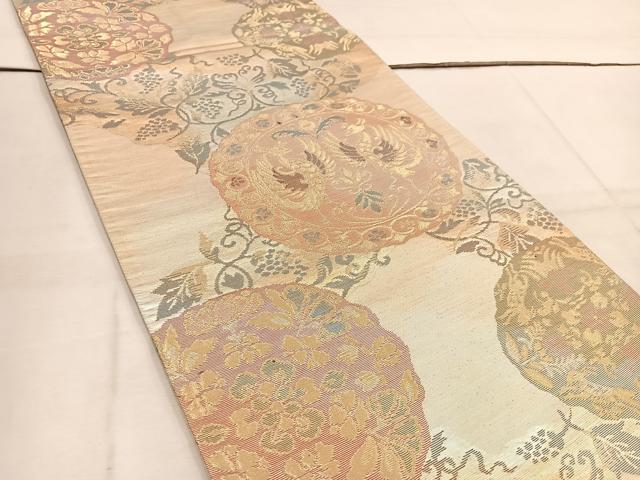 平和屋着物◎六通柄袋帯　鳳凰雪輪花文　金糸　正絹　逸品　BAAW1425mz
