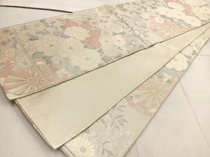 平和屋着物◎佐賀錦　六通柄袋帯　花車文　金銀糸　正絹　逸品　BAAW1429mz