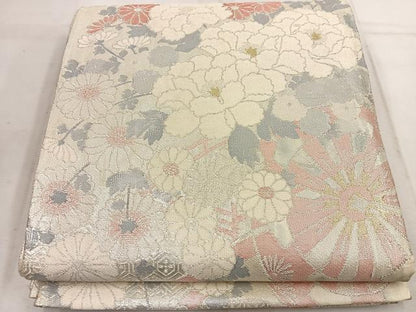 平和屋着物◎佐賀錦　六通柄袋帯　花車文　金銀糸　正絹　逸品　BAAW1429mz