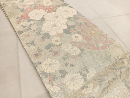 平和屋着物◎佐賀錦　六通柄袋帯　花車文　金銀糸　正絹　逸品　BAAW1429mz