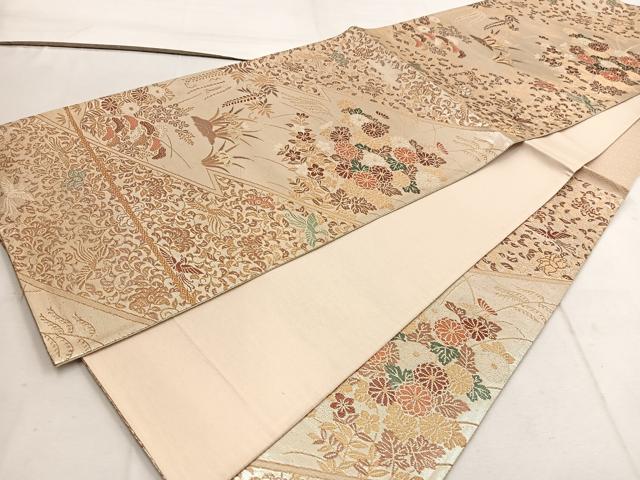 平和屋着物◎六通柄袋帯　鳳凰菊花文　金銀糸　正絹　逸品　BAAW1434mz