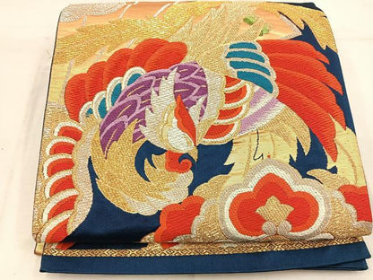 平和屋着物◎六通柄袋帯　唐織　鳳凰花文　金銀糸　正絹　逸品　BAAW1443mz