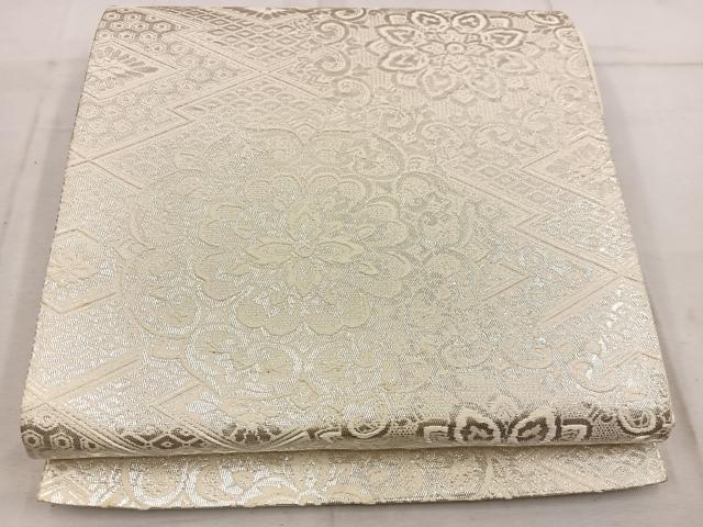 平和屋着物◎六通柄袋帯　宝相華　純銀箔　正絹　逸品　BAAW1448mz