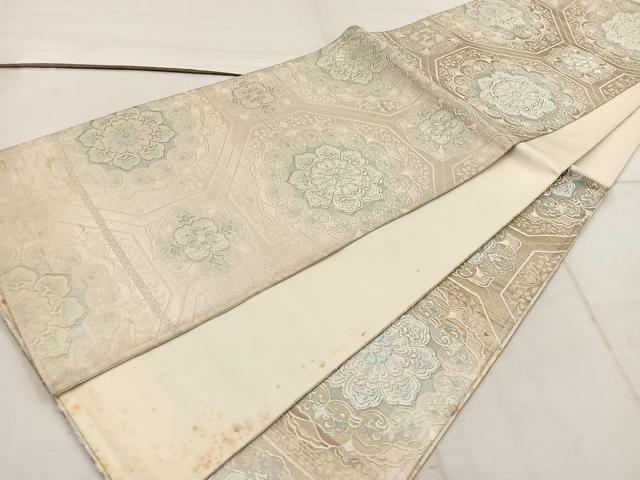 平和屋着物◎六通柄袋帯　唐織　蜀江花文　銀糸　正絹　逸品　BAAW1450mz