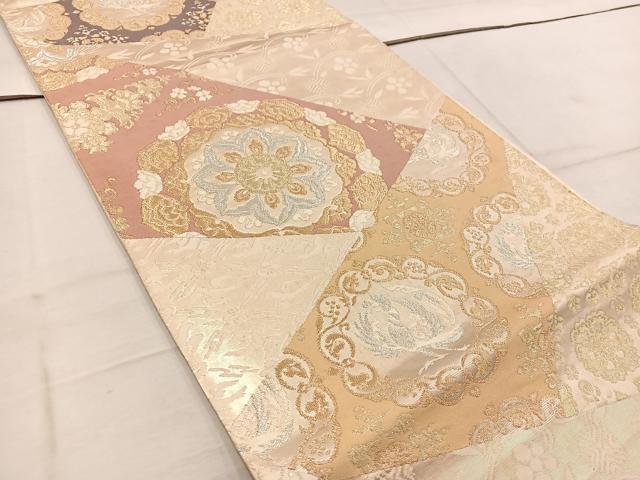 平和屋着物◎六通柄袋帯　切嵌鳳凰花文　金銀糸　正絹　逸品　BAAW1451mz