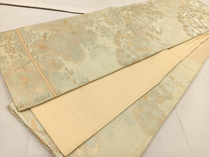 平和屋着物◎西陣　六通柄　京袋帯　枝松文　金糸　正絹　逸品　BAAW1453mz