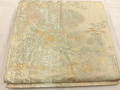 平和屋着物◎西陣　六通柄　京袋帯　枝松文　金糸　正絹　逸品　BAAW1453mz