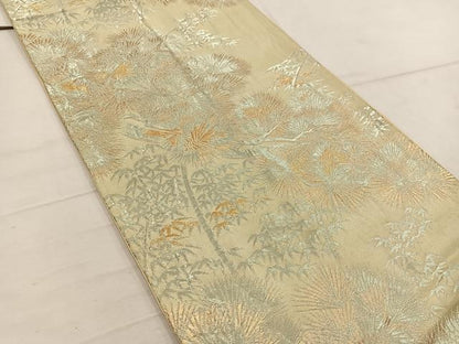 平和屋着物◎西陣　六通柄　京袋帯　枝松文　金糸　正絹　逸品　BAAW1453mz
