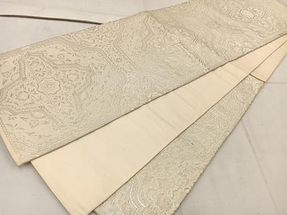 平和屋着物◎六通柄袋帯　宝相華　銀糸　正絹　逸品　BAAW1457mz