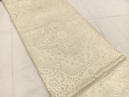 平和屋着物◎六通柄袋帯　宝相華　銀糸　正絹　逸品　BAAW1457mz