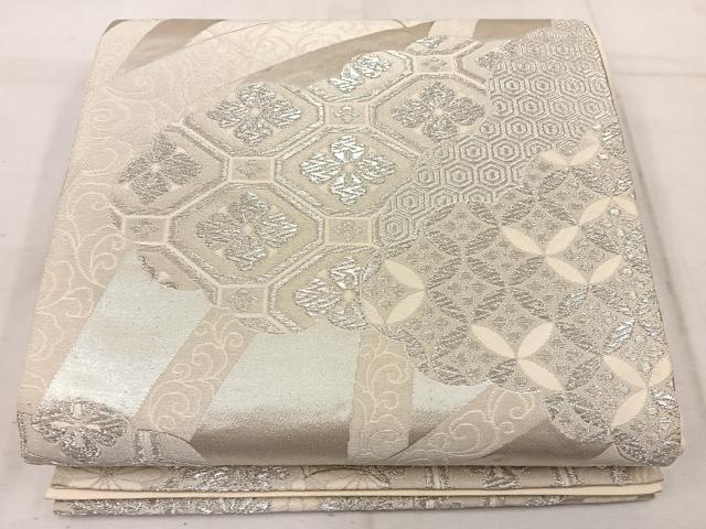 平和屋着物◎六通柄袋帯 雲取り蜀江花文 金糸 引箔 正絹 逸品 BAAW1459mz