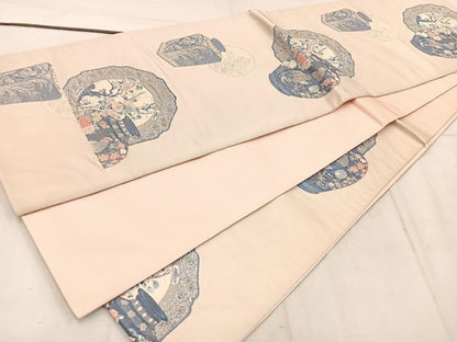 平和屋着物◎六通柄袋帯 唐織 陶器花鳥文 金糸 正絹 逸品 BAAW1465mz