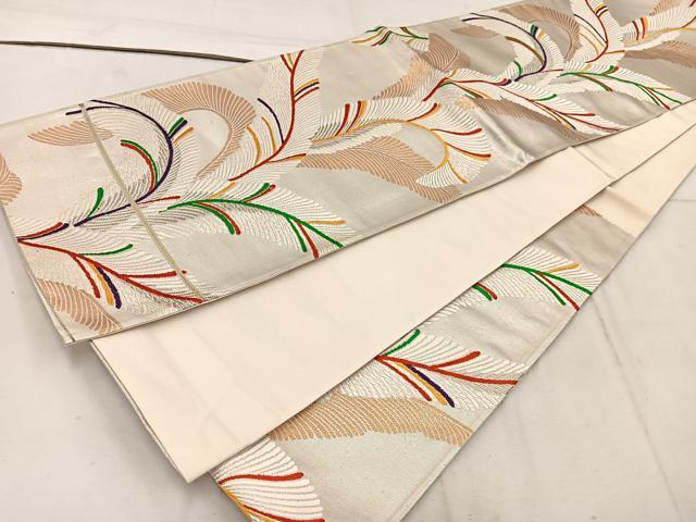 平和屋着物◎西陣 六通柄袋帯 唐織 草葉文 金銀糸 正絹 逸品 BAAW1466mz