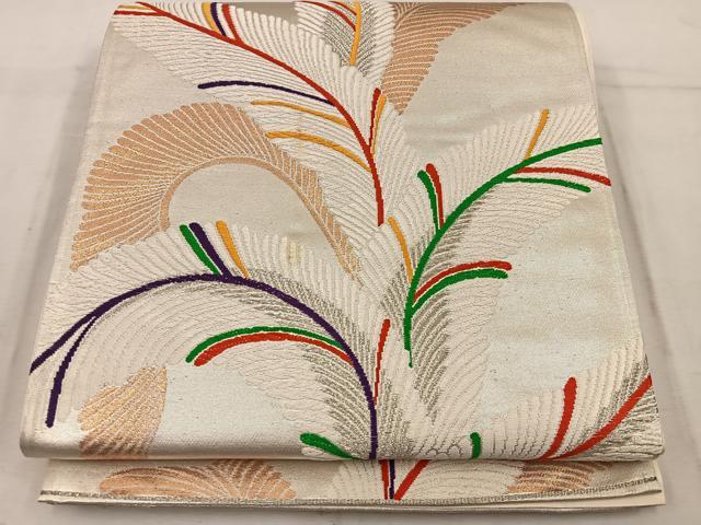 平和屋着物◎西陣 六通柄袋帯 唐織 草葉文 金銀糸 正絹 逸品 BAAW1466mz