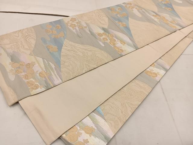 平和屋着物◎六通柄袋帯 遠山枝梅文 金糸 正絹 逸品 BAAW1469mz