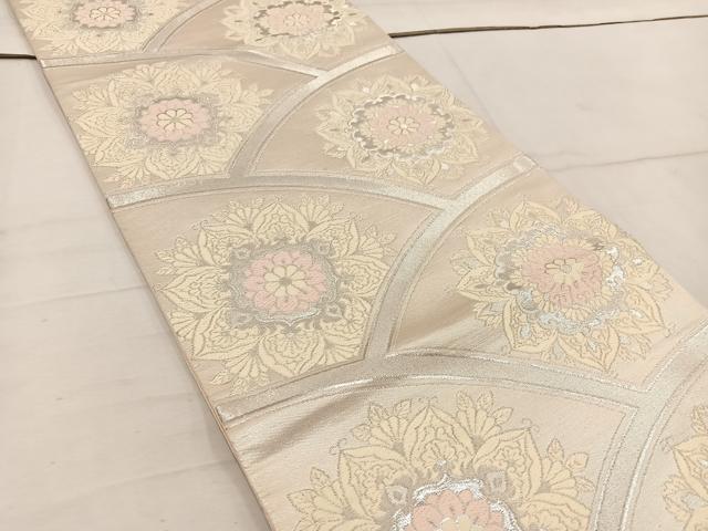 平和屋着物◎六通柄袋帯 唐織 草花文 銀糸 正絹 逸品 BAAW1474mz