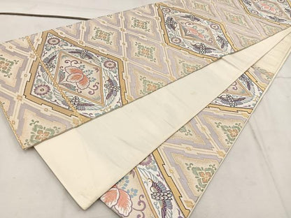 平和屋着物◎六通柄袋帯 唐織 清少錦 飛鶴花文 金糸 正絹 逸品 BAAW1476mz