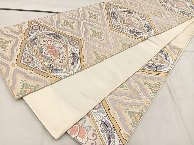 平和屋着物◎六通柄袋帯 唐織 清少錦 飛鶴花文 金糸 正絹 逸品 BAAW1476mz
