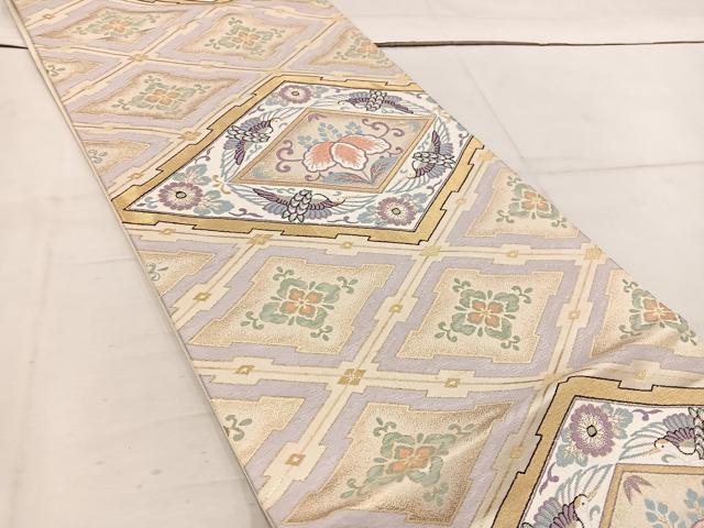 平和屋着物◎六通柄袋帯 唐織 清少錦 飛鶴花文 金糸 正絹 逸品 BAAW1476mz