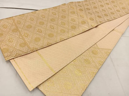 平和屋着物◎佐賀錦　太鼓柄袋帯　駒刺繍　桐花文　金糸　正絹　逸品　BAAW1479mz