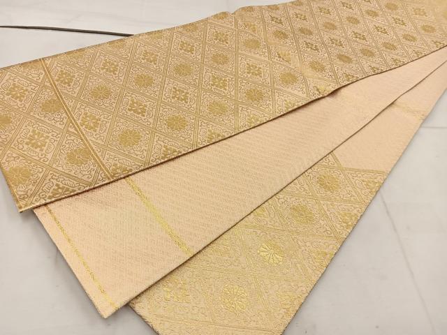 平和屋着物◎佐賀錦　太鼓柄袋帯　駒刺繍　桐花文　金糸　正絹　逸品　BAAW1479mz