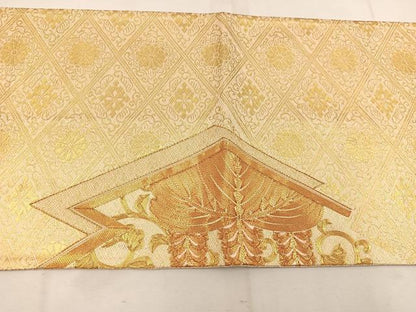 平和屋着物◎佐賀錦　太鼓柄袋帯　駒刺繍　桐花文　金糸　正絹　逸品　BAAW1479mz