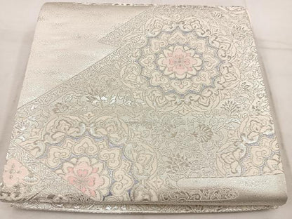 平和屋着物◎六通柄袋帯　唐織　蜀江花文　銀糸　正絹　逸品　BAAW1482mz