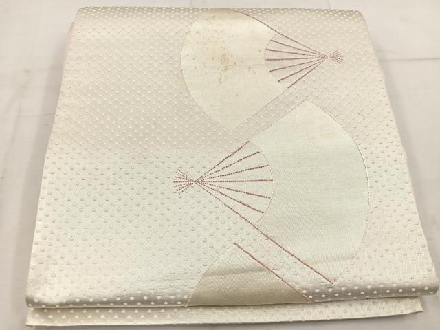 平和屋着物◎太鼓柄袋帯 中国三大刺繍 相良刺繍 扇面 銀糸 正絹 逸品 BAAW1483mz