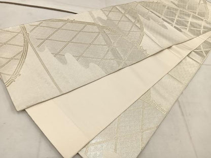 平和屋着物◎全通柄袋帯 さがび錦 九百別織 籬文 金銀糸 正絹 逸品 BAAW1485mz