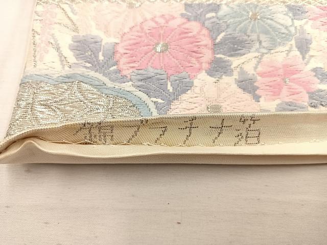 平和屋着物◎六通柄袋帯 唐織 牡丹花文 錦プラチナ箔 正絹 逸品 BAAW1491mz