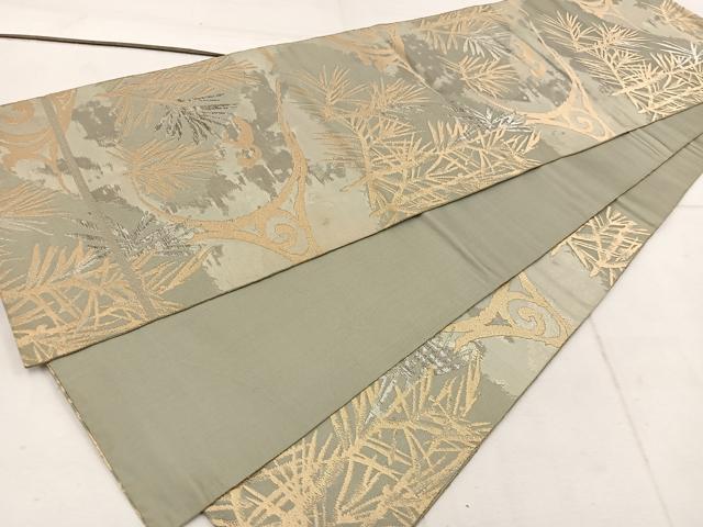平和屋着物◎六通柄袋帯　枝葉文　金銀糸　正絹　逸品　BAAW1497mz