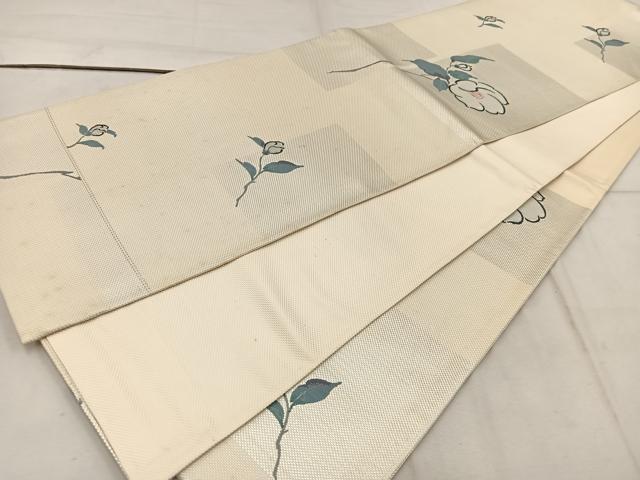 平和屋着物◎六通柄袋帯 枝花文 銀糸 正絹 逸品 BAAW1501mz