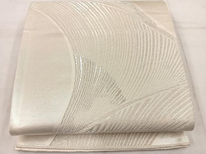 平和屋着物◎六通柄袋帯 流線文 銀糸 正絹 逸品 BAAW1503mz